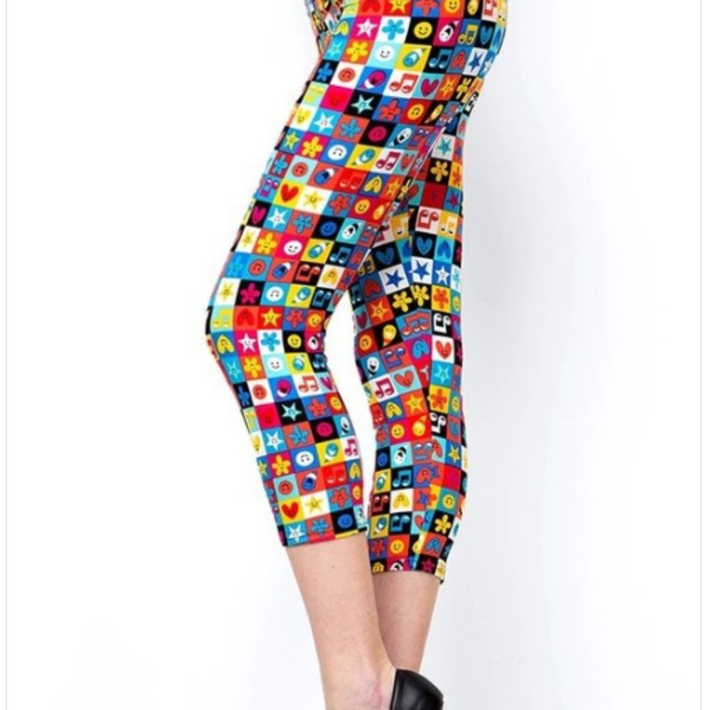 any 3/$25  Emoji Fun Capris NWT Heart Flower Star